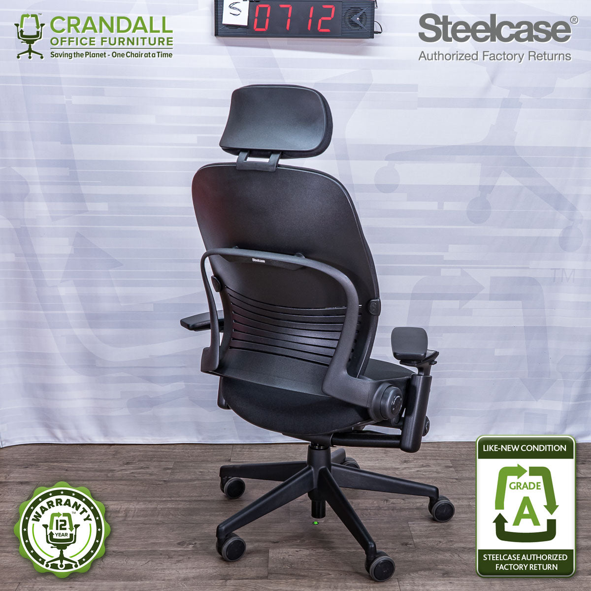 S-0712 - Steelcase V2 Leap with Headrest - Grade A