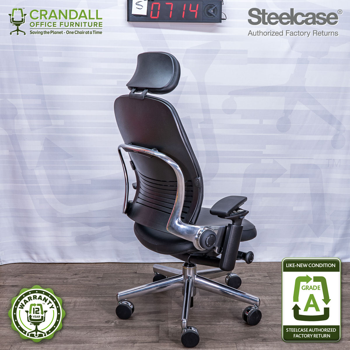 S-0714 - Steelcase V2 Leap with Headrest - Grade A