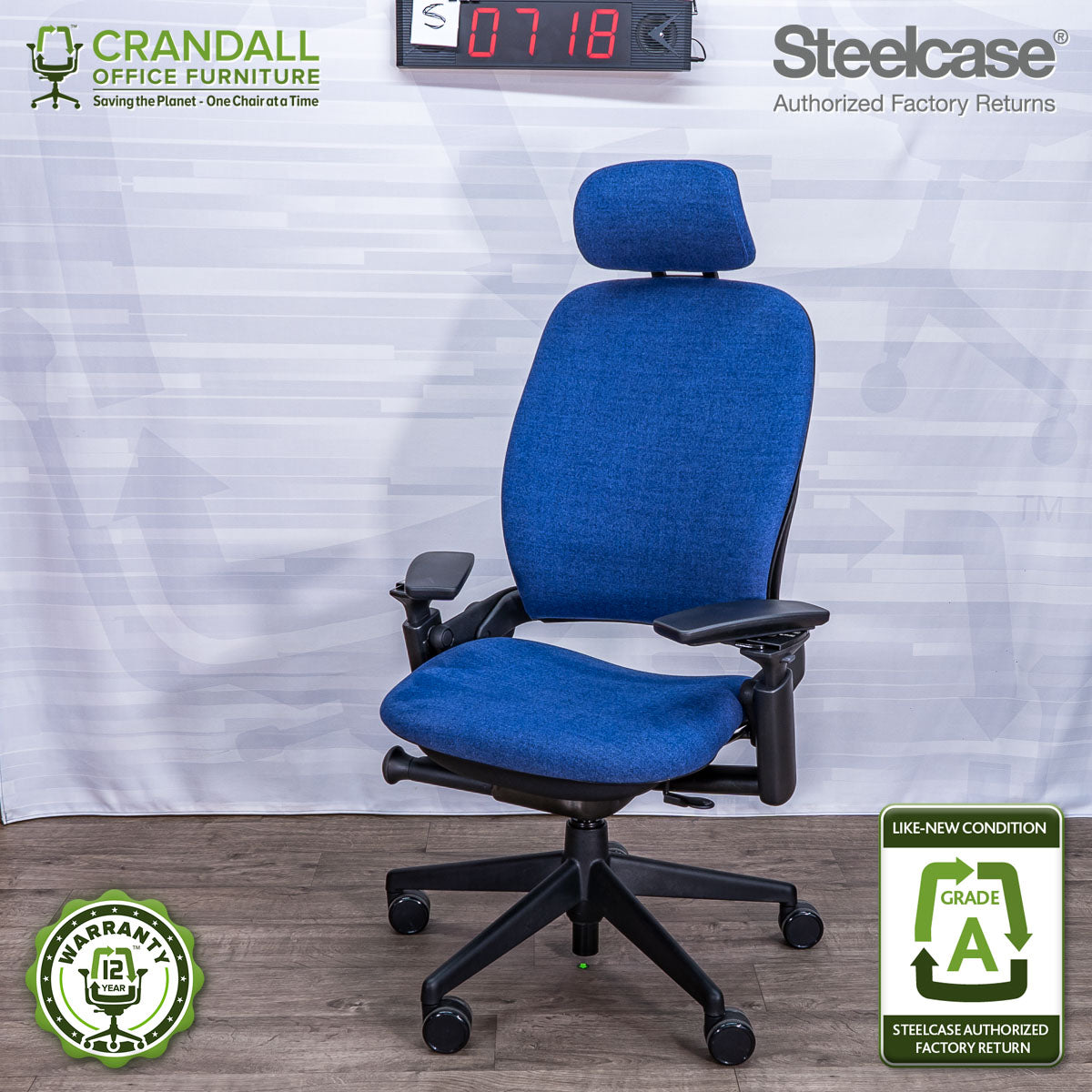 S-0718 - Steelcase V2 Leap with Headrest - Grade A