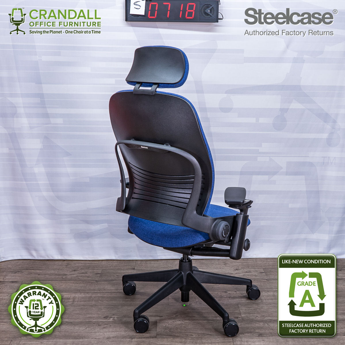 S-0718 - Steelcase V2 Leap with Headrest - Grade A