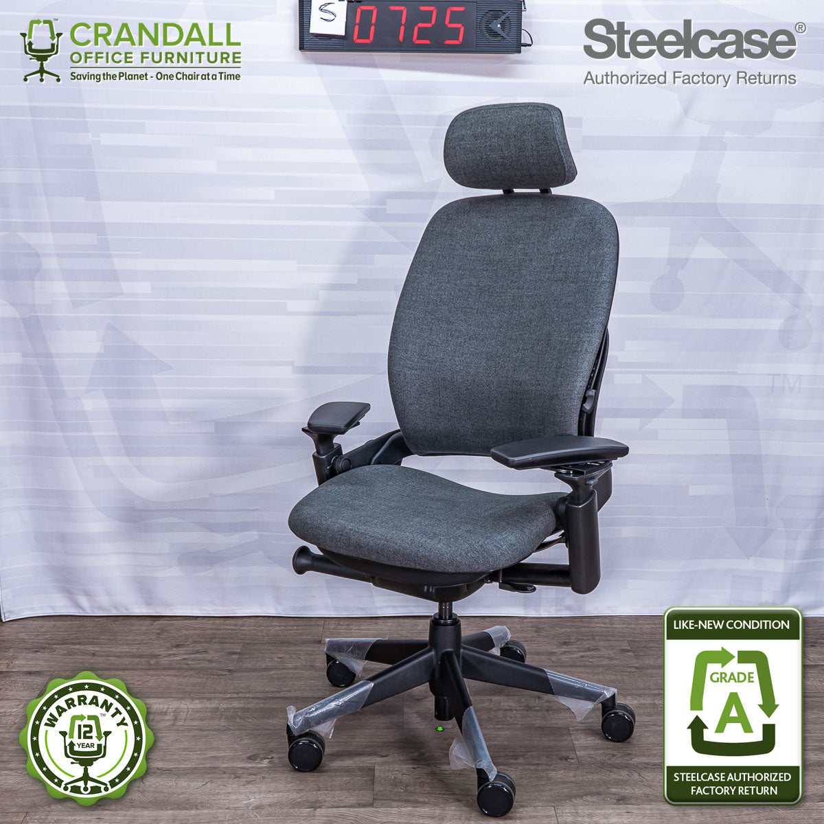 S-0725 - Steelcase V2 Leap with Headrest - Grade A