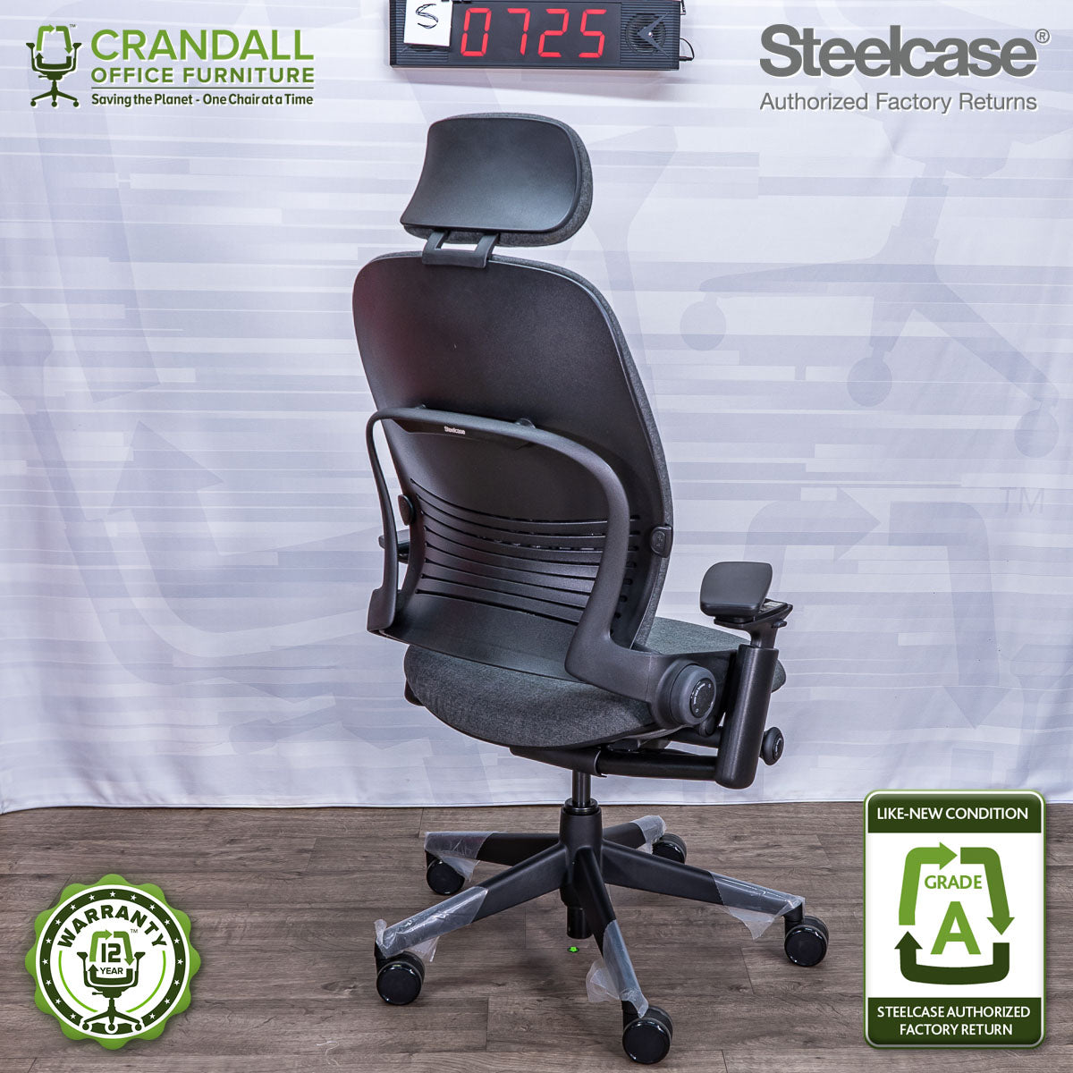 S-0725 - Steelcase V2 Leap with Headrest - Grade A