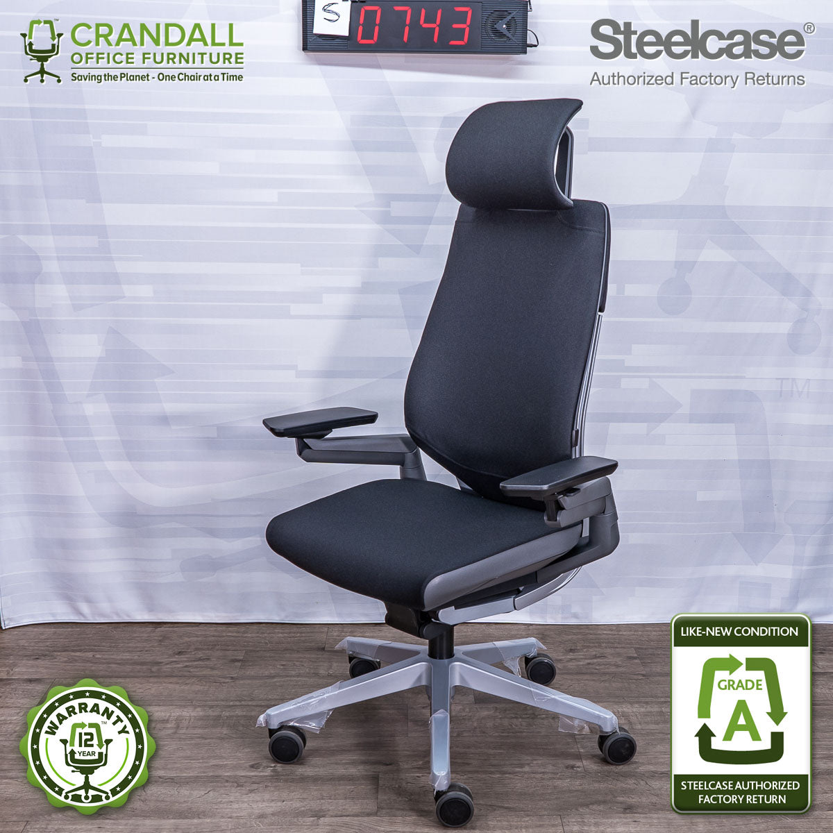 S-0743 - Steelcase Gesture with Headrest - Grade A
