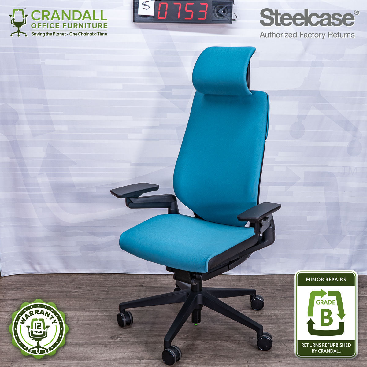 S-0753 - Steelcase Gesture with Headrest - Grade B