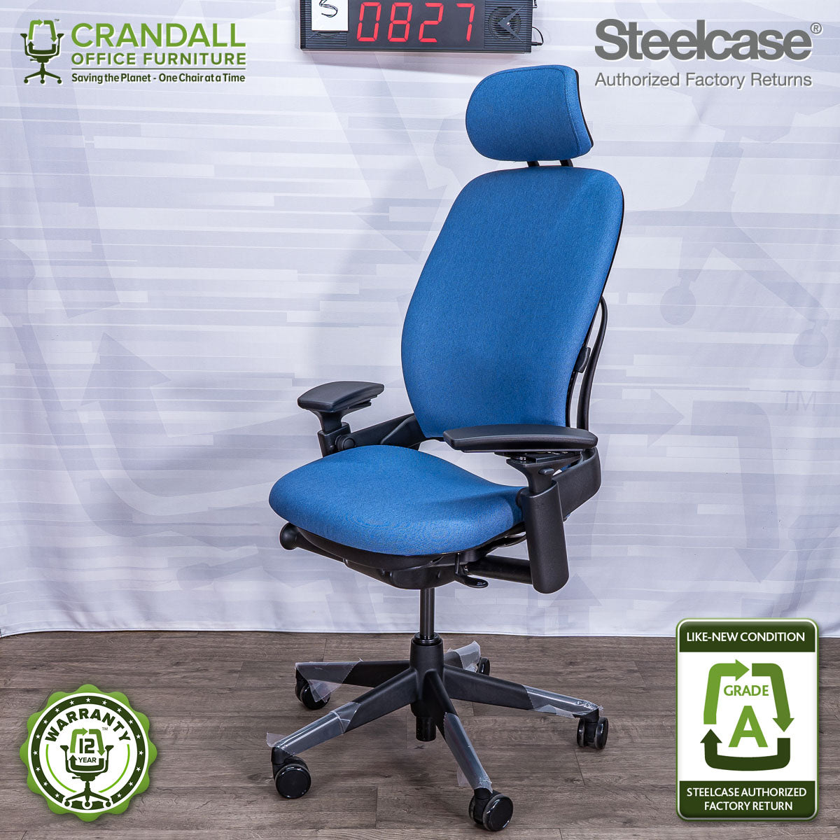 S-0827 - Steelcase V2 Leap with Headrest - Grade A