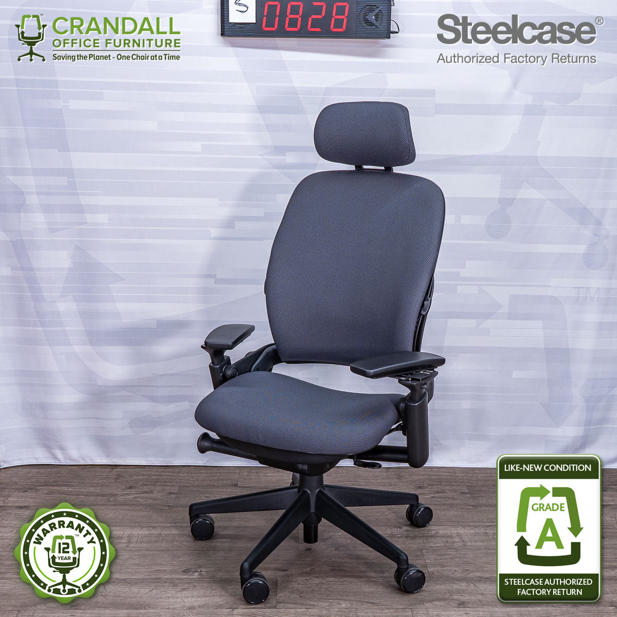S-0828 - Steelcase V2 Leap with Headrest - Grade A