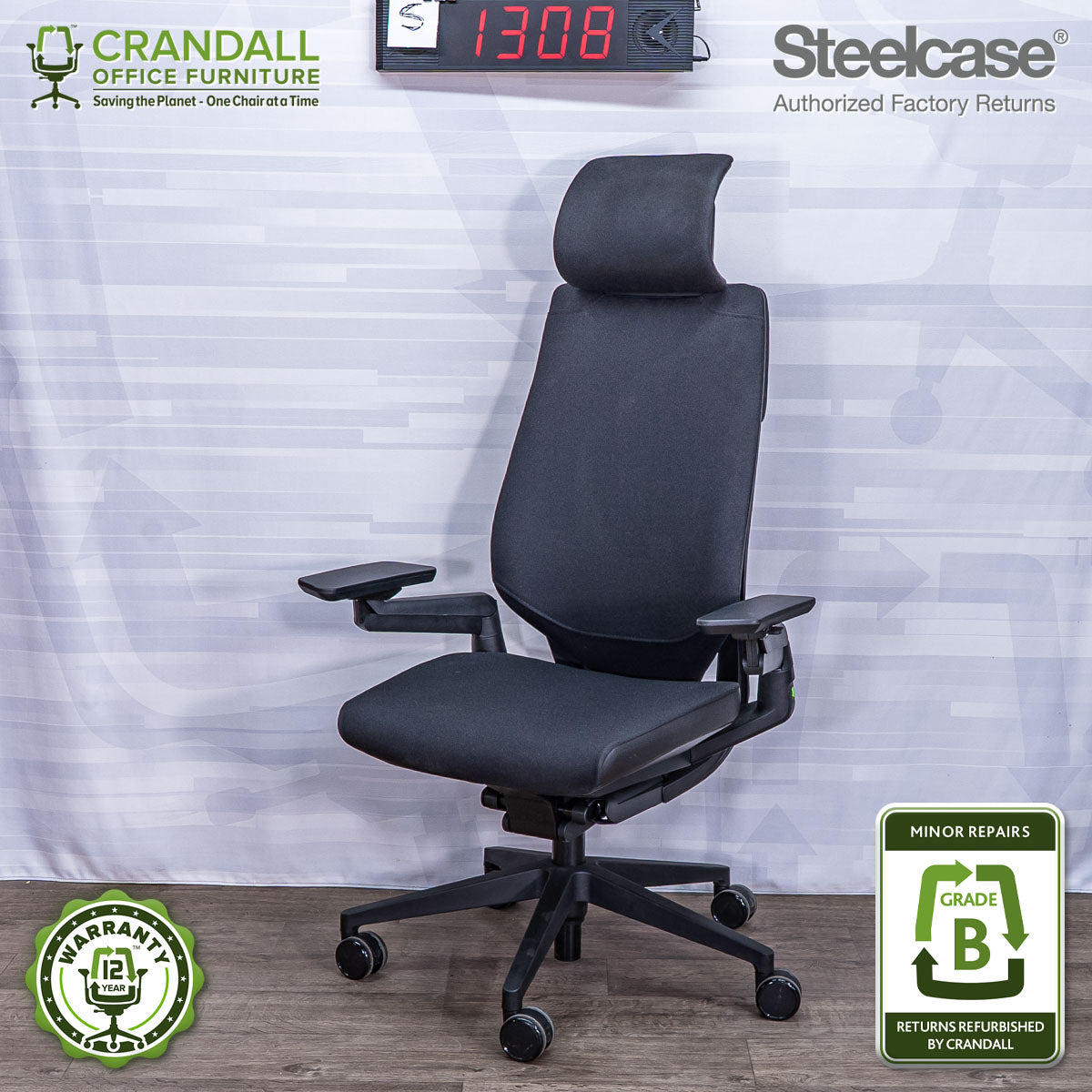 S-1308 - Steelcase Gesture with Headrest - Grade B