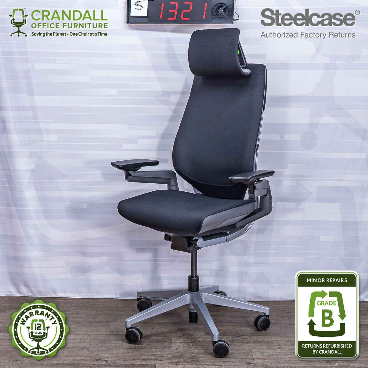 S-1321 - Steelcase Gesture with Headrest - Grade B