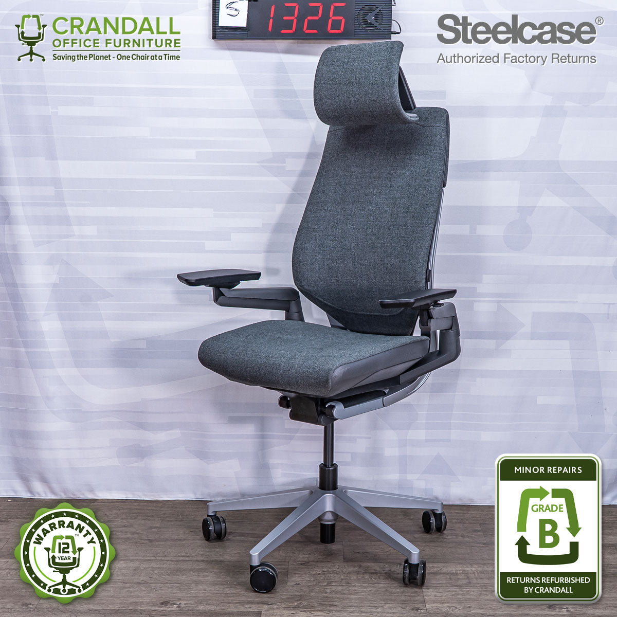 S-1326 - Steelcase Gesture with Headrest - Grade B