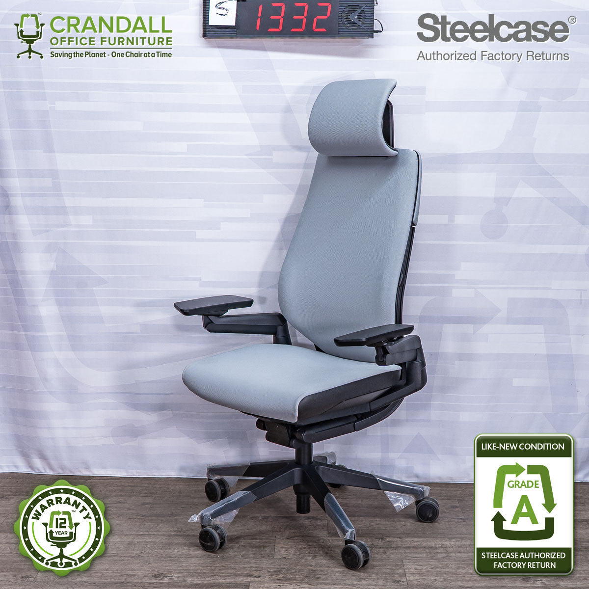 S-1332 - Steelcase Gesture with Headrest - Grade A