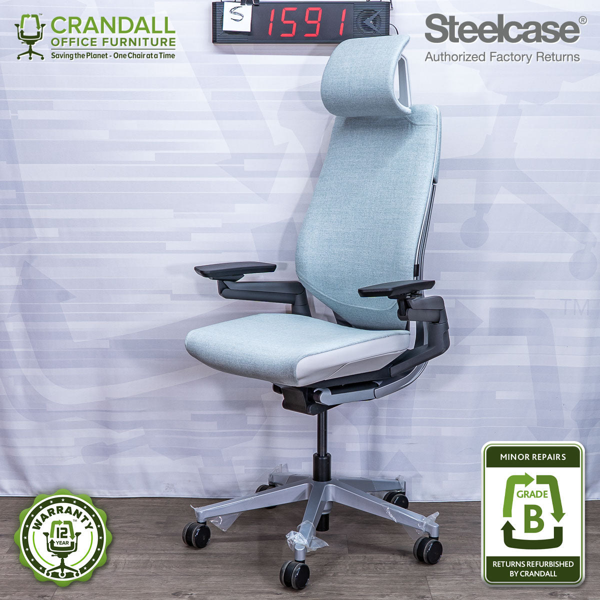 S-1591 - Steelcase Gesture with Headrest - Grade B