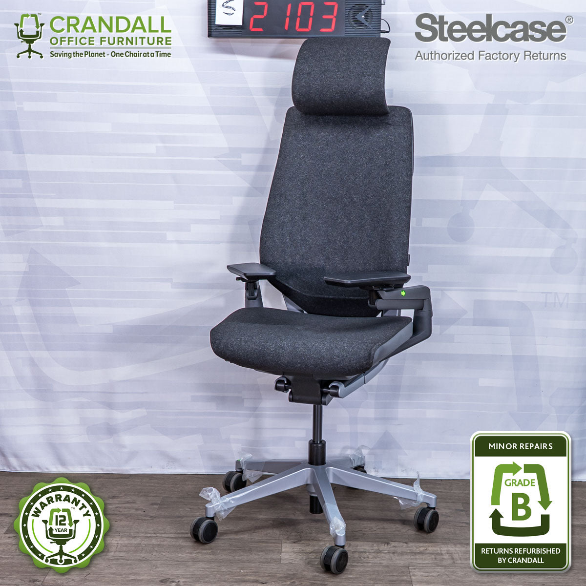 S-2103 - Steelcase Gesture with Headrest - Grade B