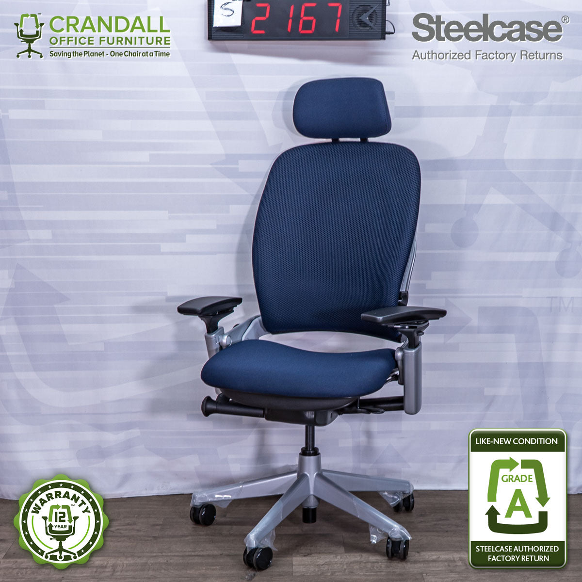 S-2167 - Steelcase V2 Leap with Headrest - Grade A