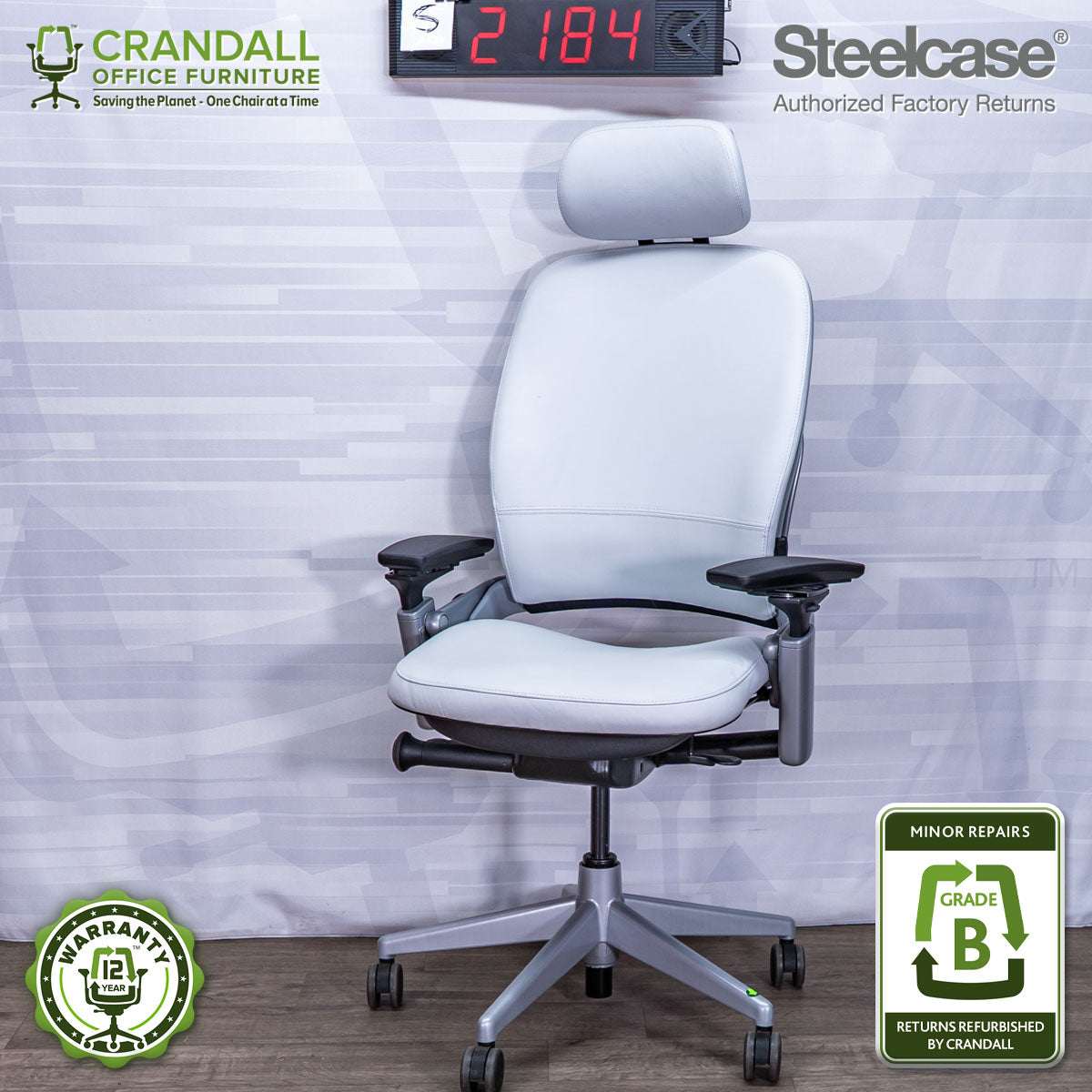 S-2184 - Steelcase V2 Leap with Headrest - Grade B
