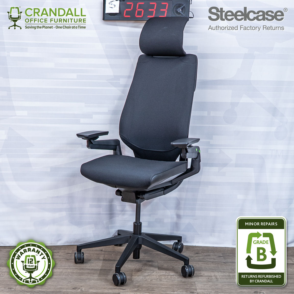 S-2633 - Steelcase Gesture with Headrest - Grade B