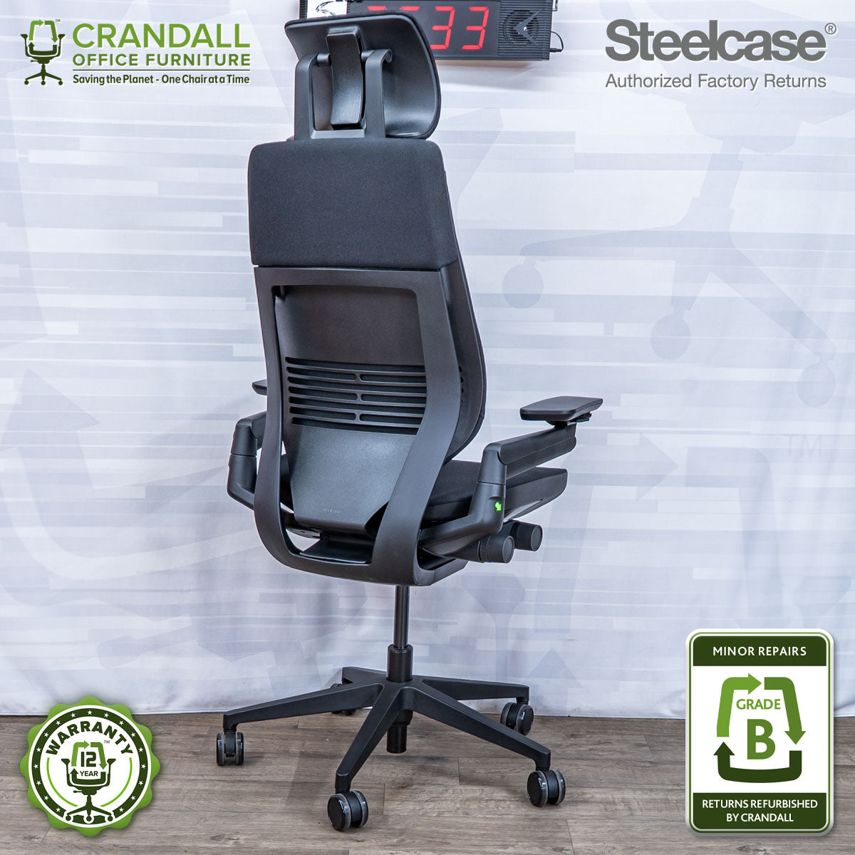 S-2633 - Steelcase Gesture with Headrest - Grade B