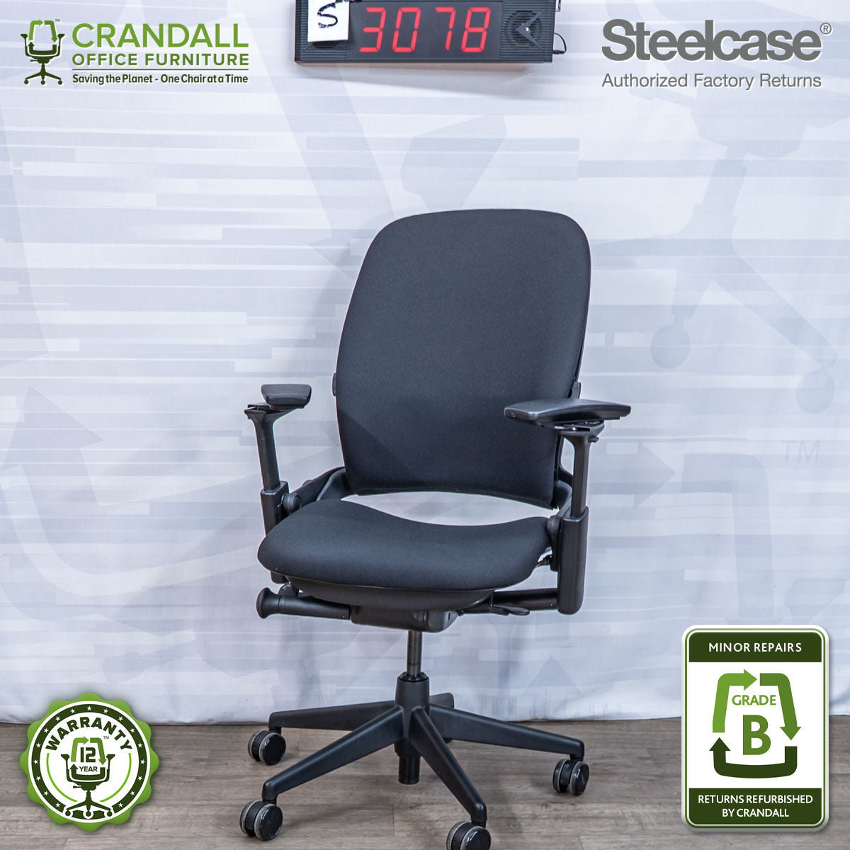 S-3078 - Steelcase V2 Leap - Grade B