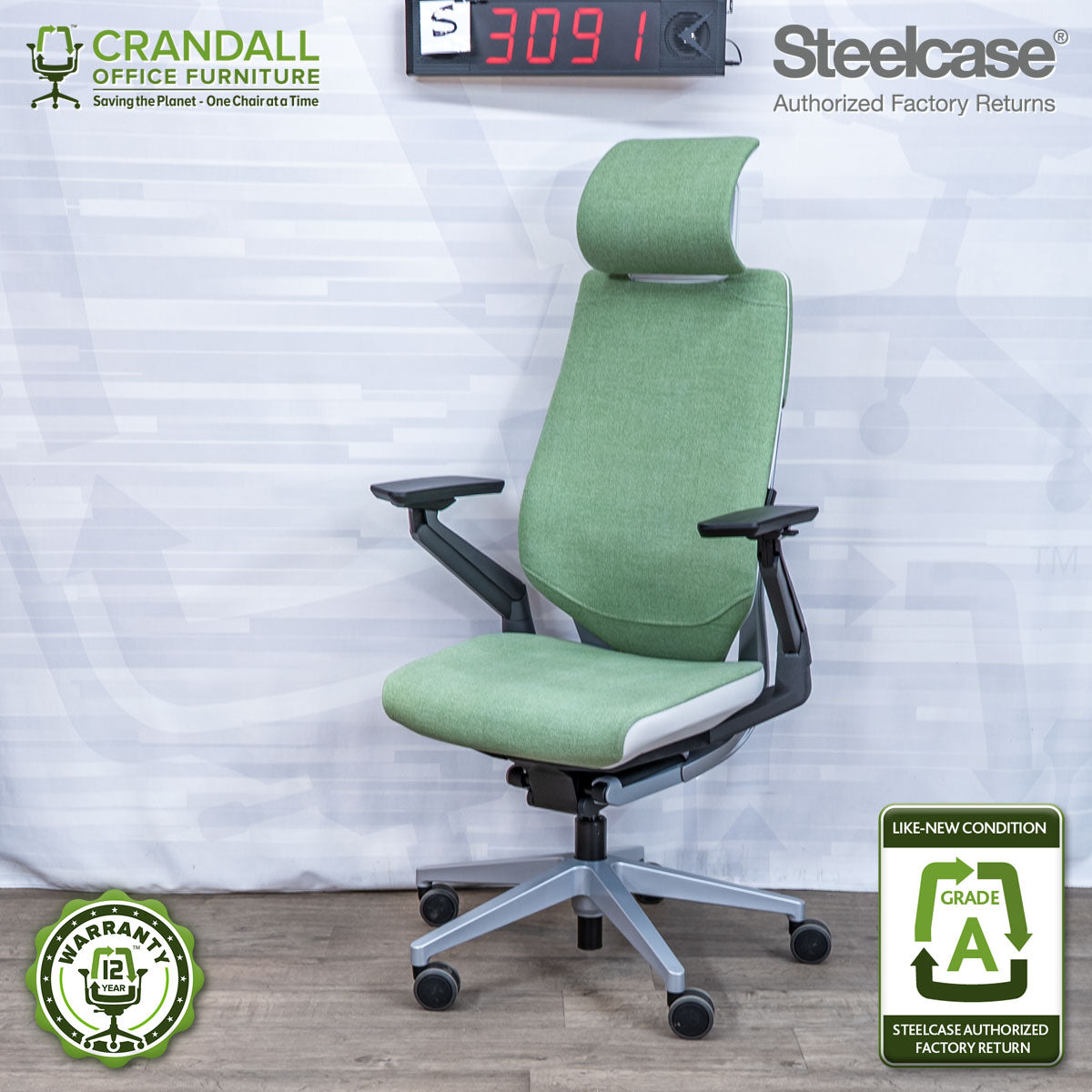 S-3091 - Steelcase Gesture with Headrest- Grade A