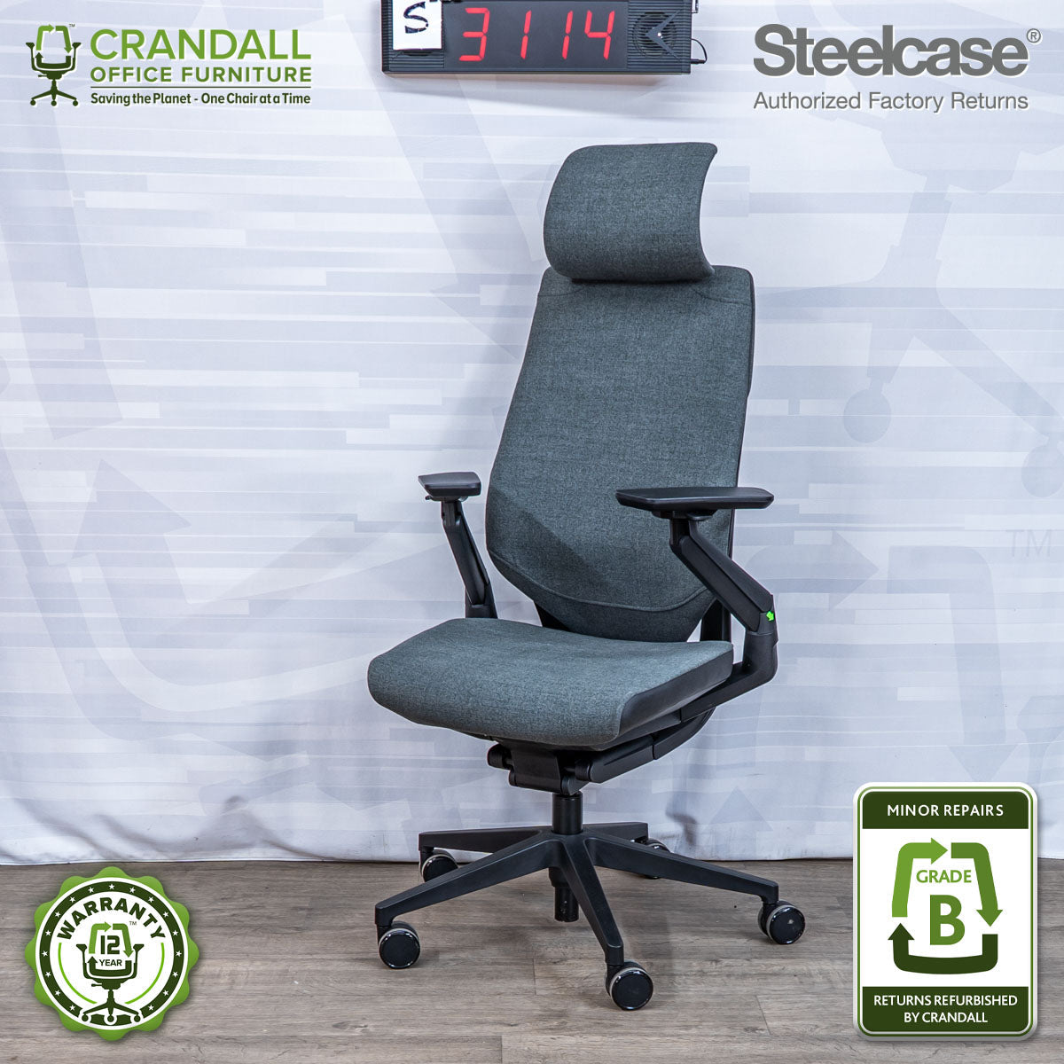 S-3114 - Steelcase Gesture with Headrest- Grade B
