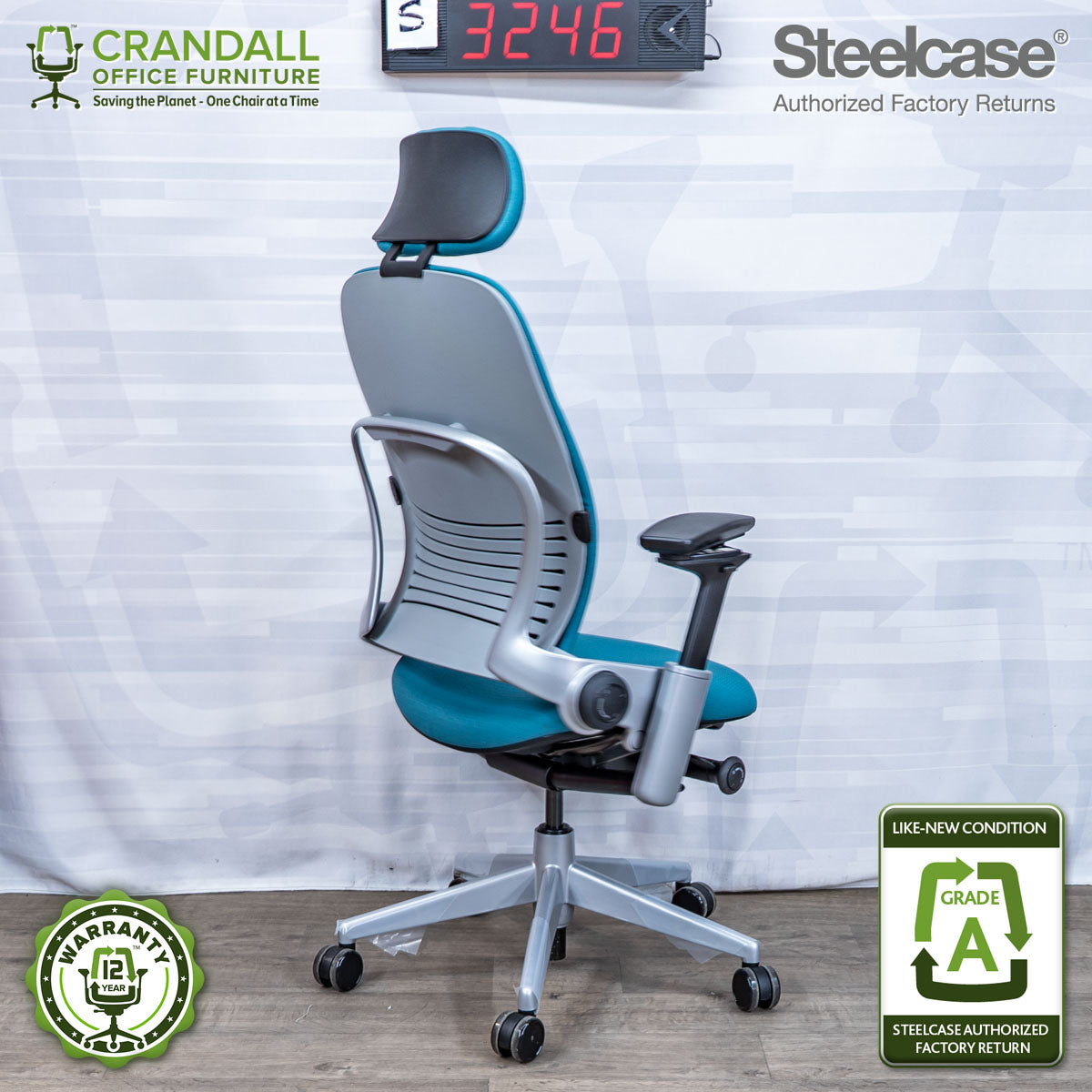 S-3246 - Steelcase V2 Leap with Headrest - Grade A