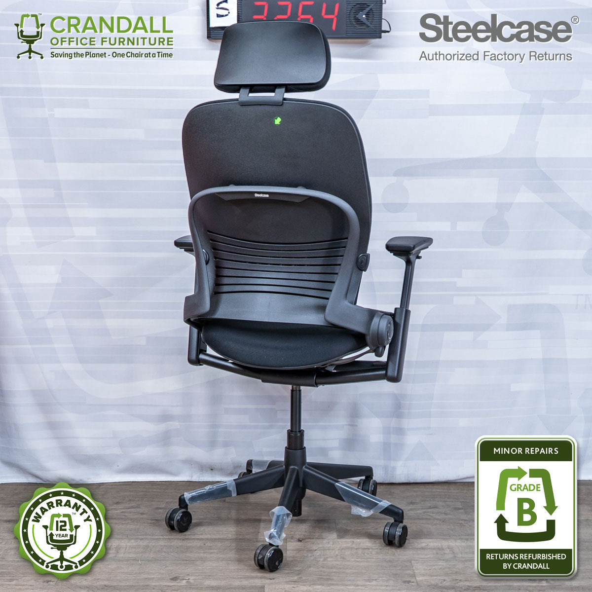 S-3264 - Steelcase V2 Leap with Headrest - Grade B
