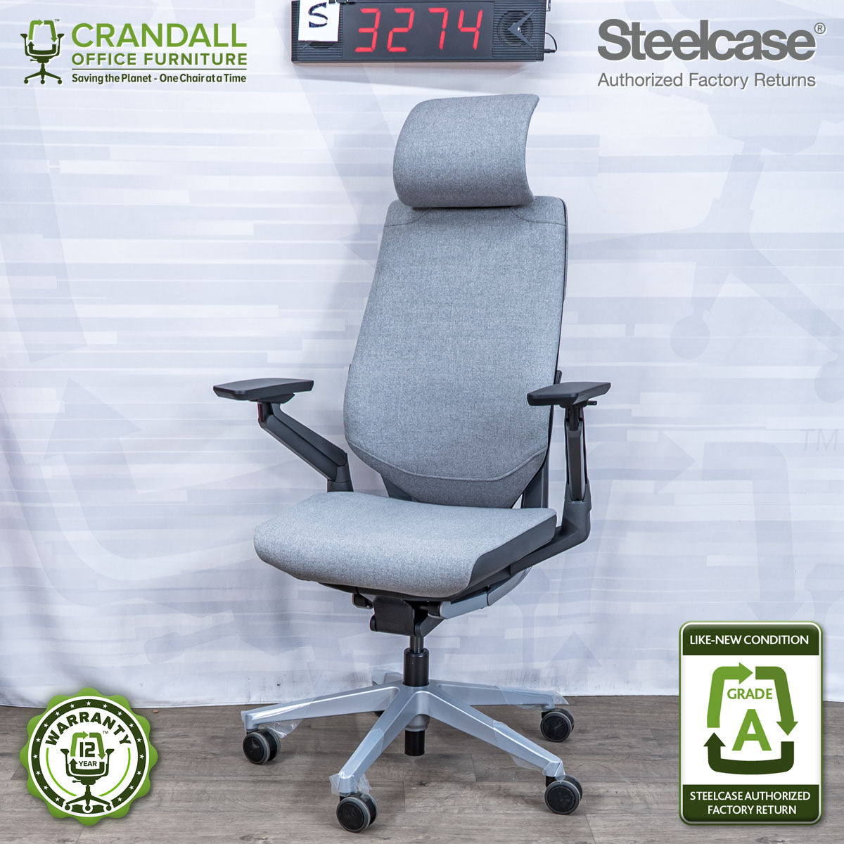 S-3274 - Steelcase Gesture with Headrest - Grade A