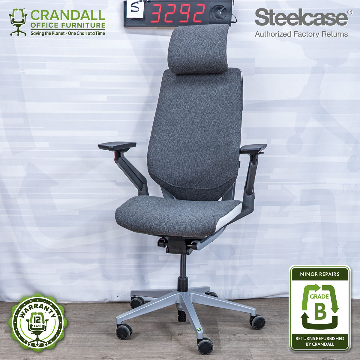 S-3292 - Steelcase Gesture with Headrest - Grade B