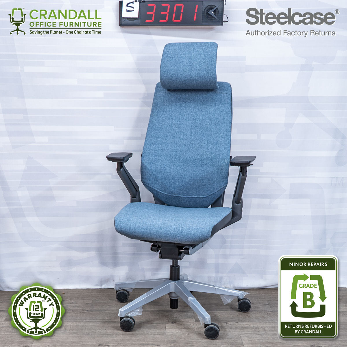 S-3301 - Steelcase Gesture with Headrest - Grade B