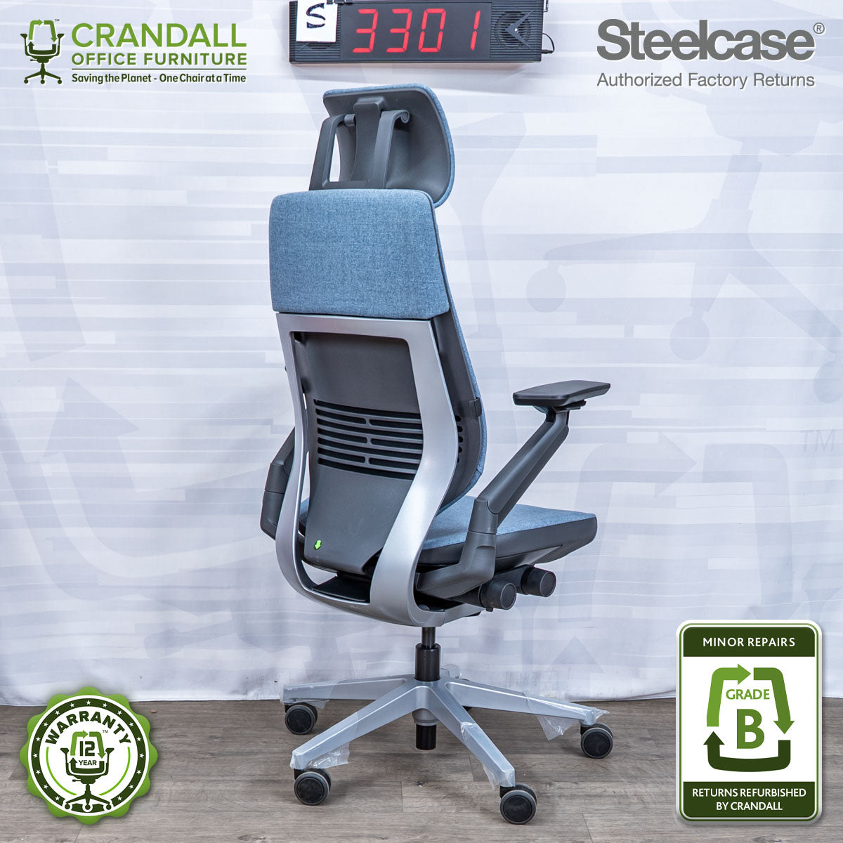 S-3301 - Steelcase Gesture with Headrest - Grade B