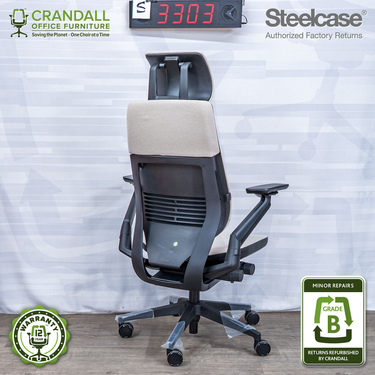 S-3303 - Steelcase Gesture with Headrest - Grade B