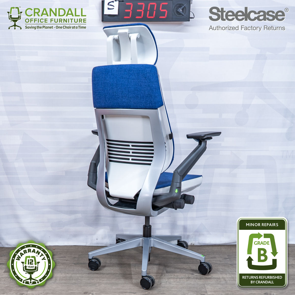 S-3305 - Steelcase Gesture with Headrest - Grade B