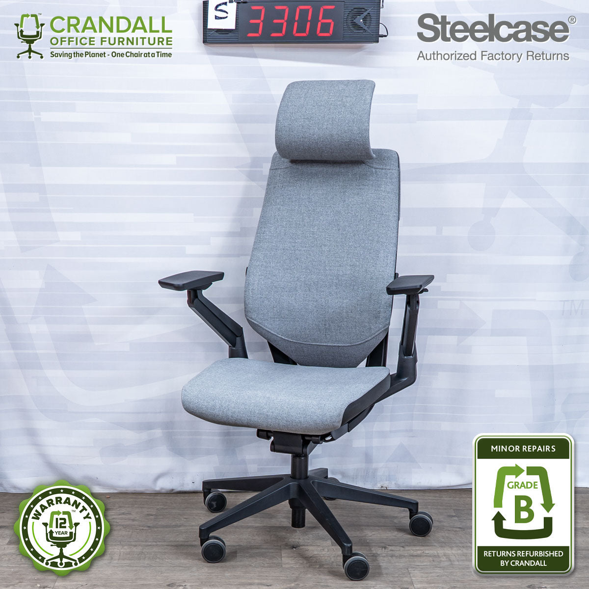 S-3306 - Steelcase Gesture with Headrest - Grade B