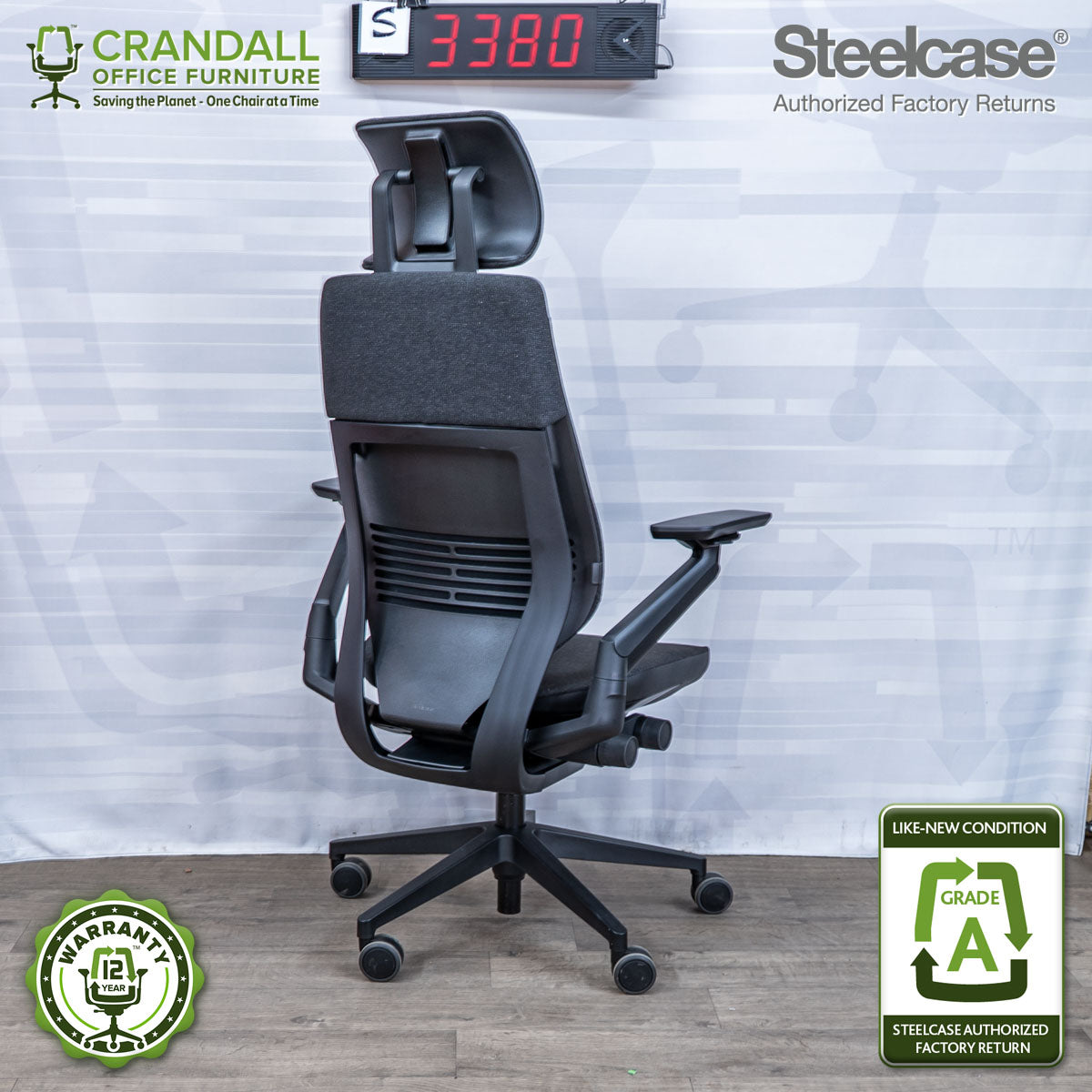 S-3380 - Steelcase Gesture with Headrest - Grade A