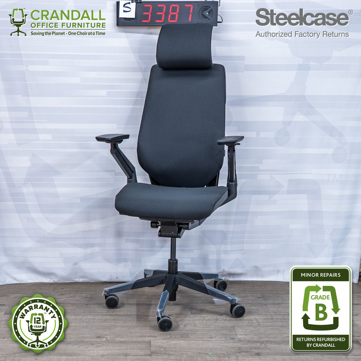 S-3387 - Steelcase Gesture with Headrest - Grade B