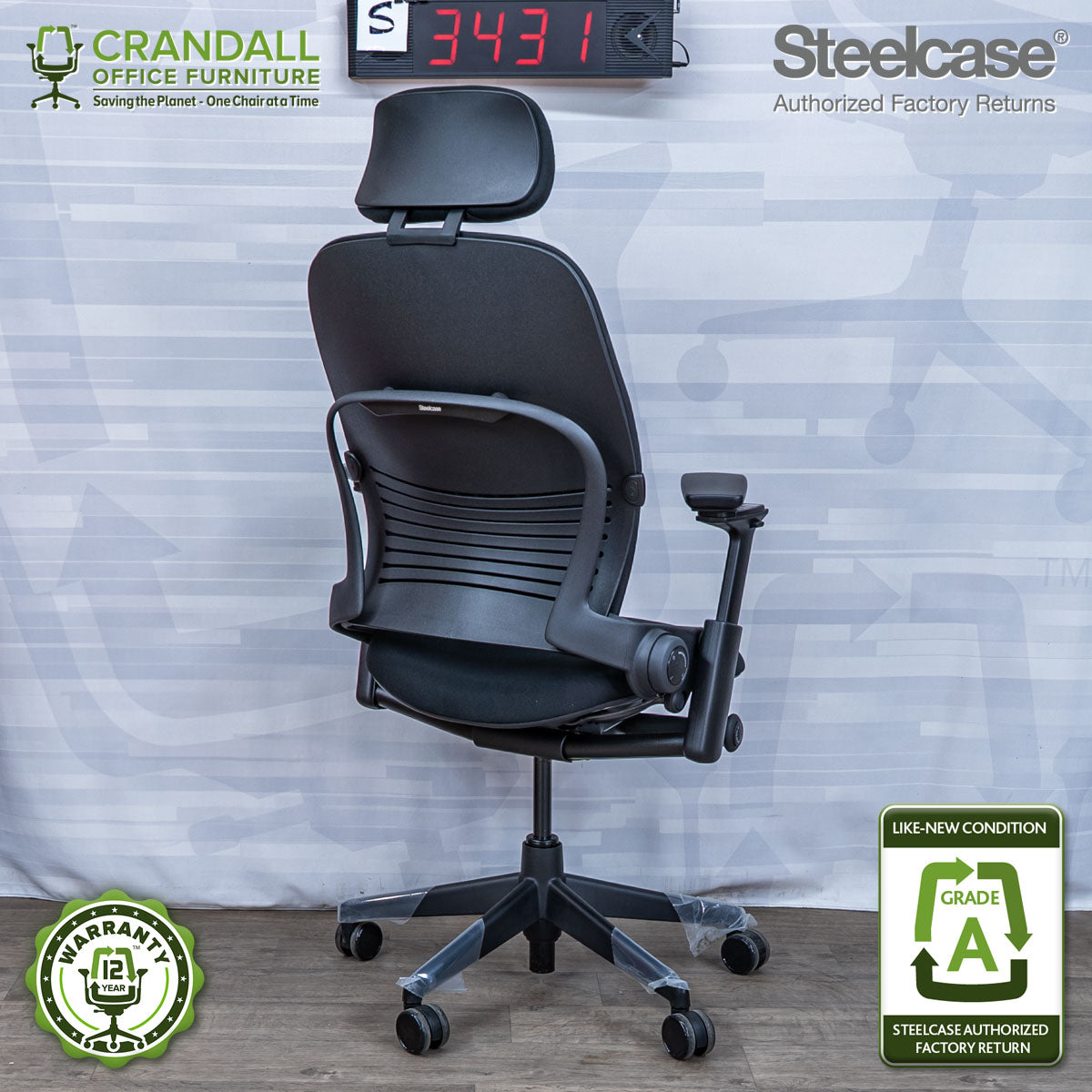 S-3431 - Steelcase V2 Leap with Headrest - Grade A