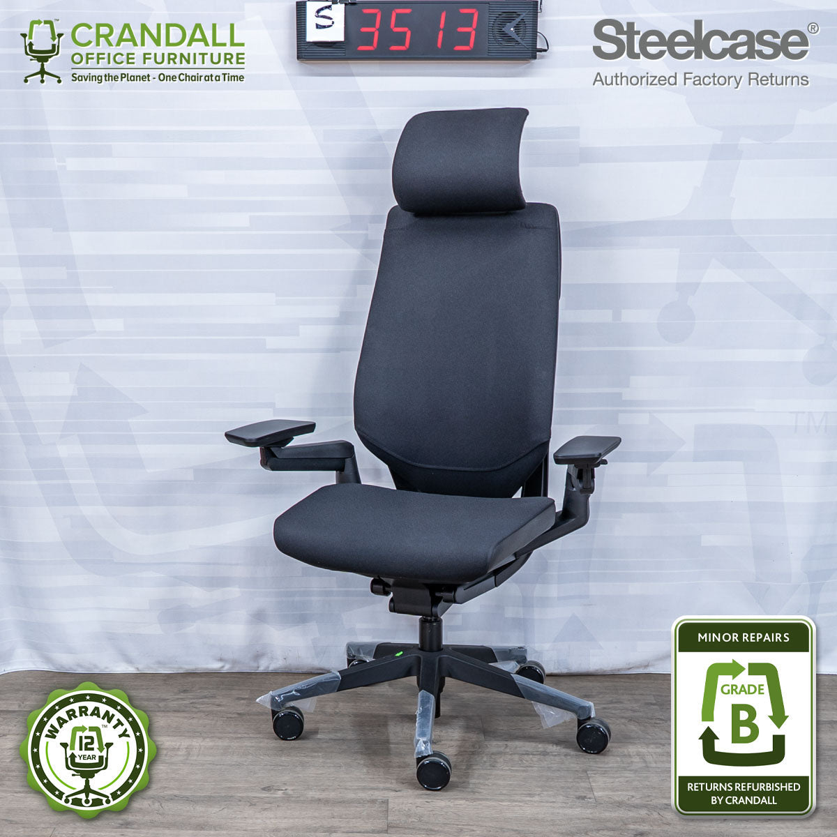 S-3513 - Steelcase Gesture with Headrest - Grade B