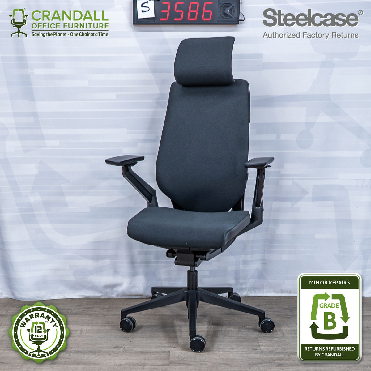 S-3586 - Steelcase Gesture with Headrest - Grade B