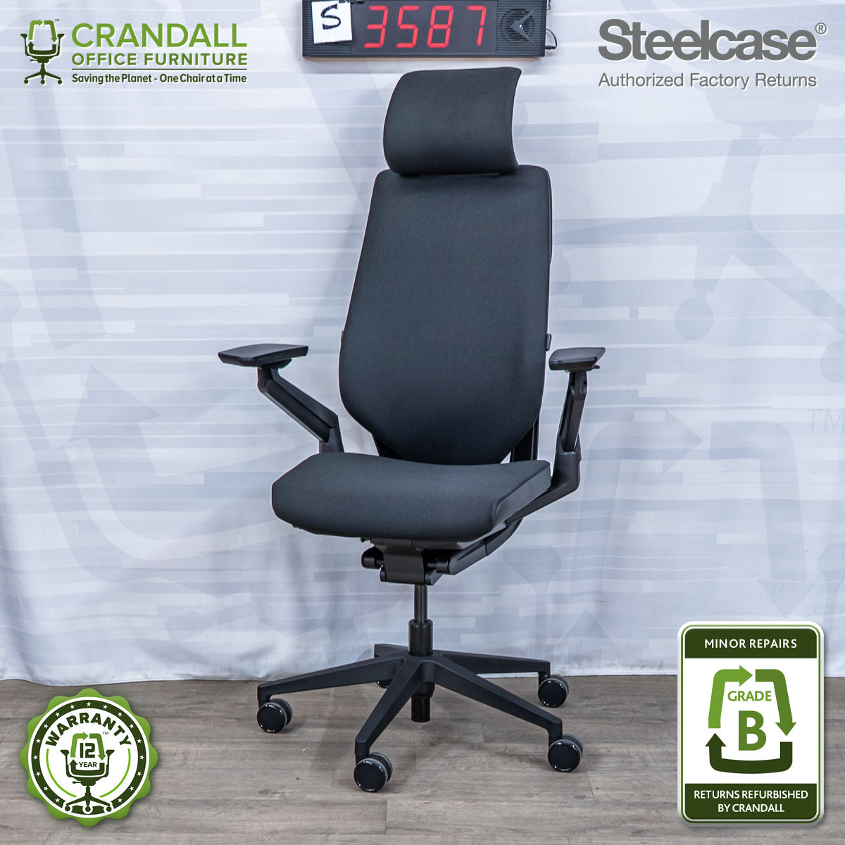 S-3587 - Steelcase Gesture with Headrest - Grade B