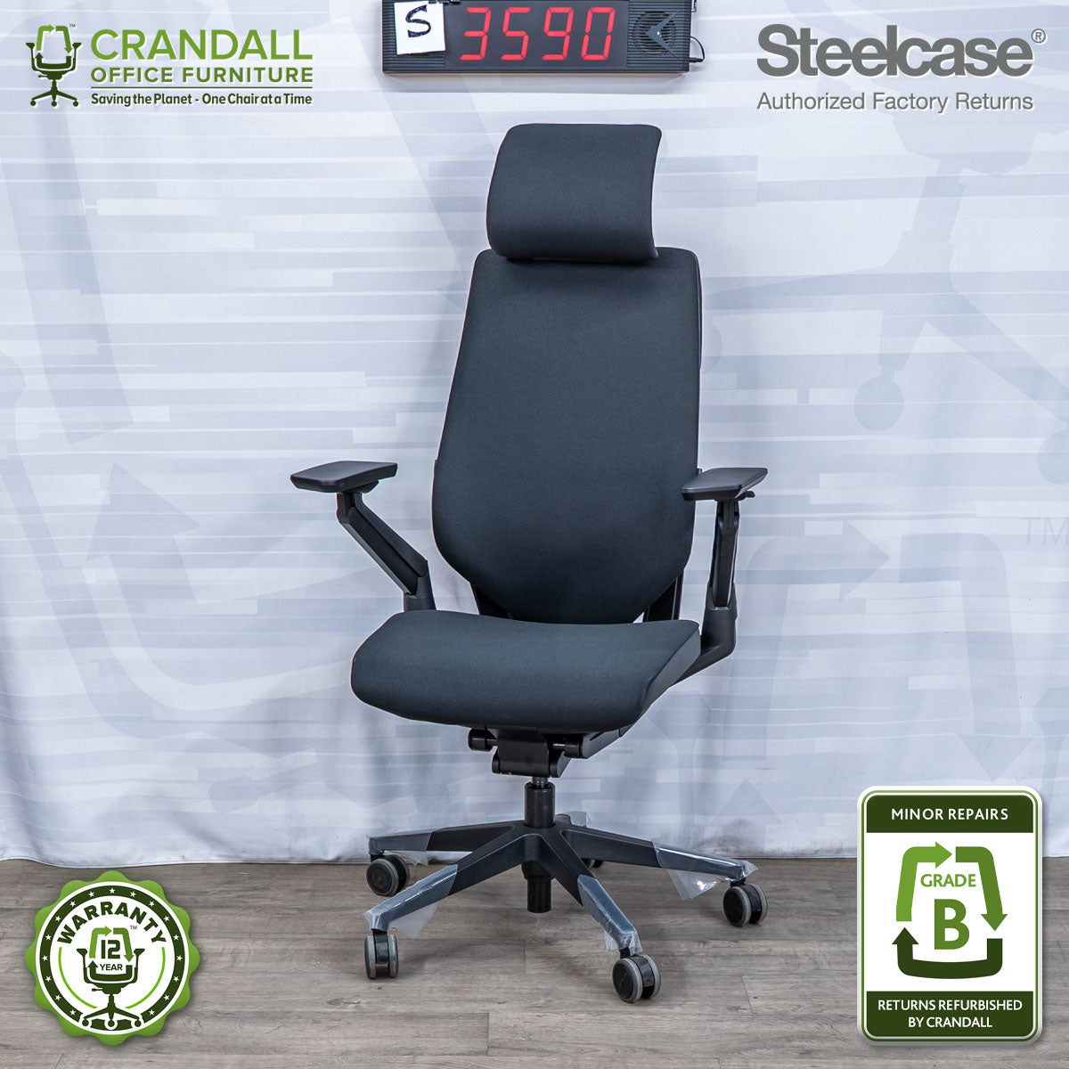 S-3590 - Steelcase Gesture with Headrest - Grade B
