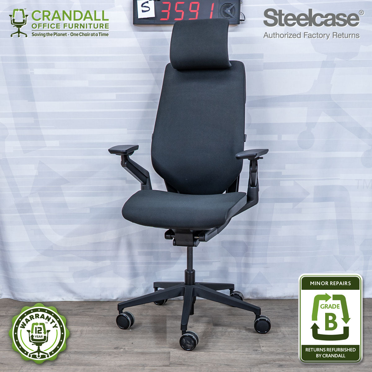 S-3591 - Steelcase Gesture with Headrest - Grade B