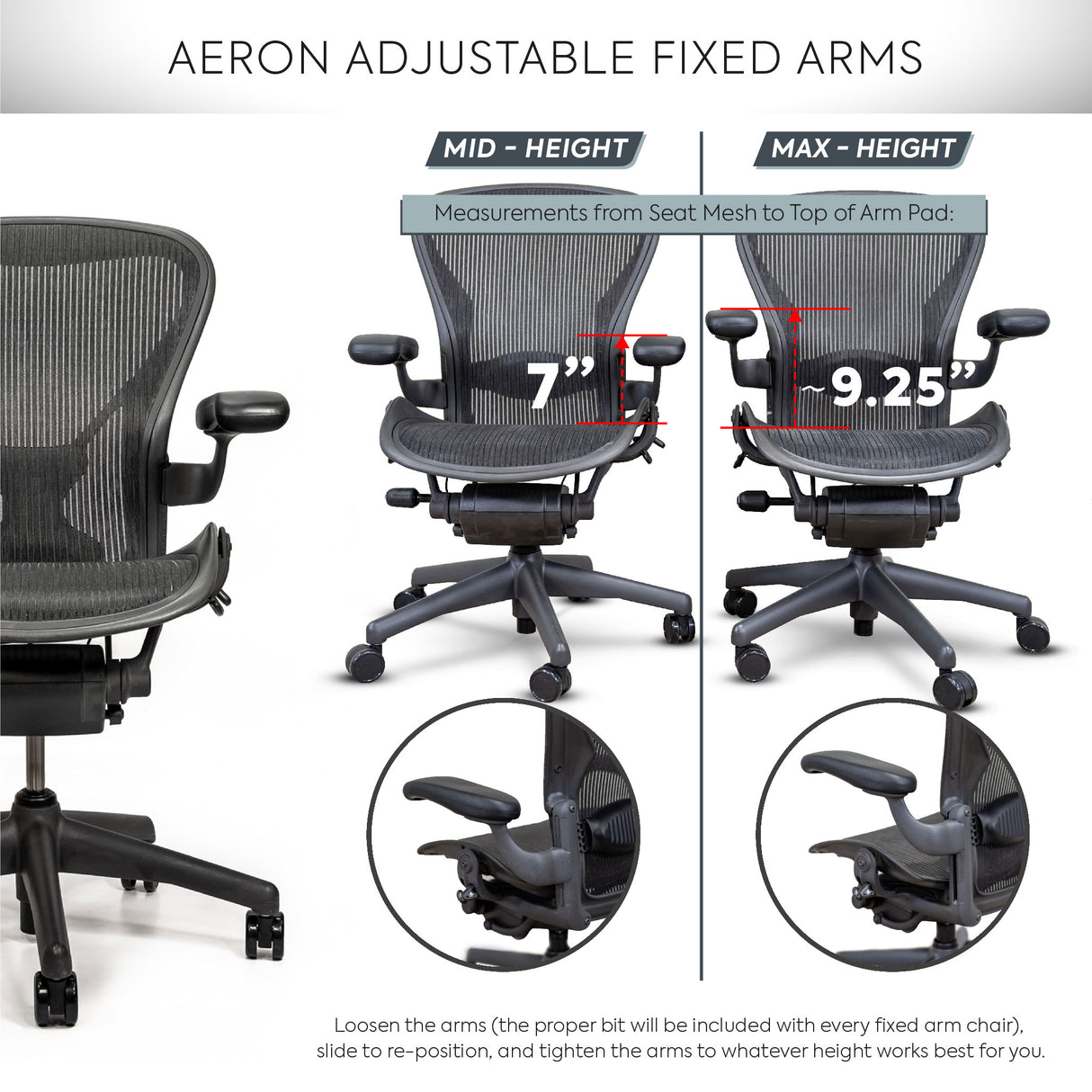 Herman Miller Aeron Classic Chair (Fixed Arms) - Remanufactured by Crandall