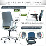 Steelcase Amia Ergonomic Office Chair - Height Only Arms - Remanufactured by Crandall