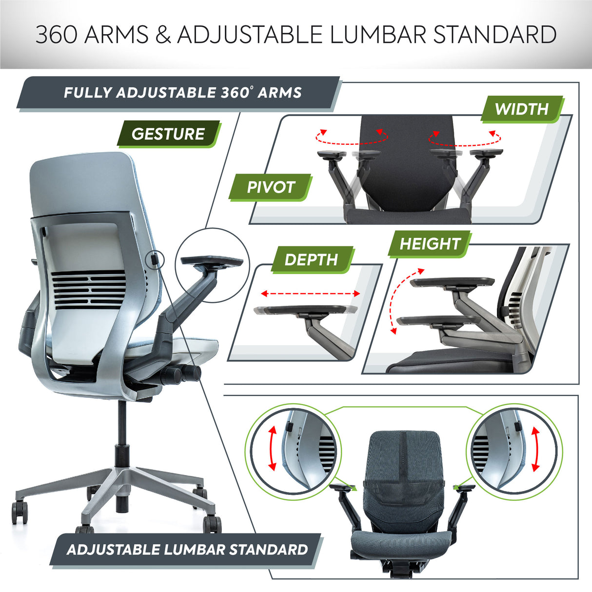 Steelcase Gesture Ergonomic Office Chair - Remanufactured by Crandall