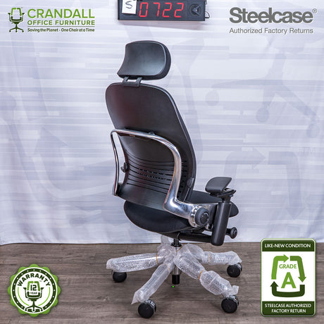 S-0722 - Steelcase V2 Leap with Headrest - Grade A