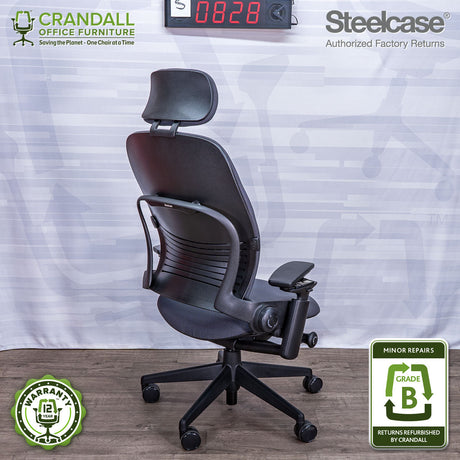 S-0828 - Steelcase V2 Leap with Headrest - Grade A
