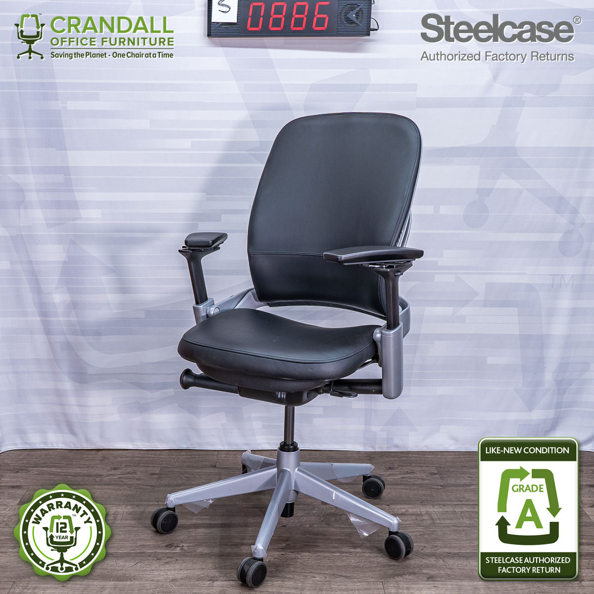 S-0886 - Steelcase V2 Leap - Grade A – Crandall Office Furniture