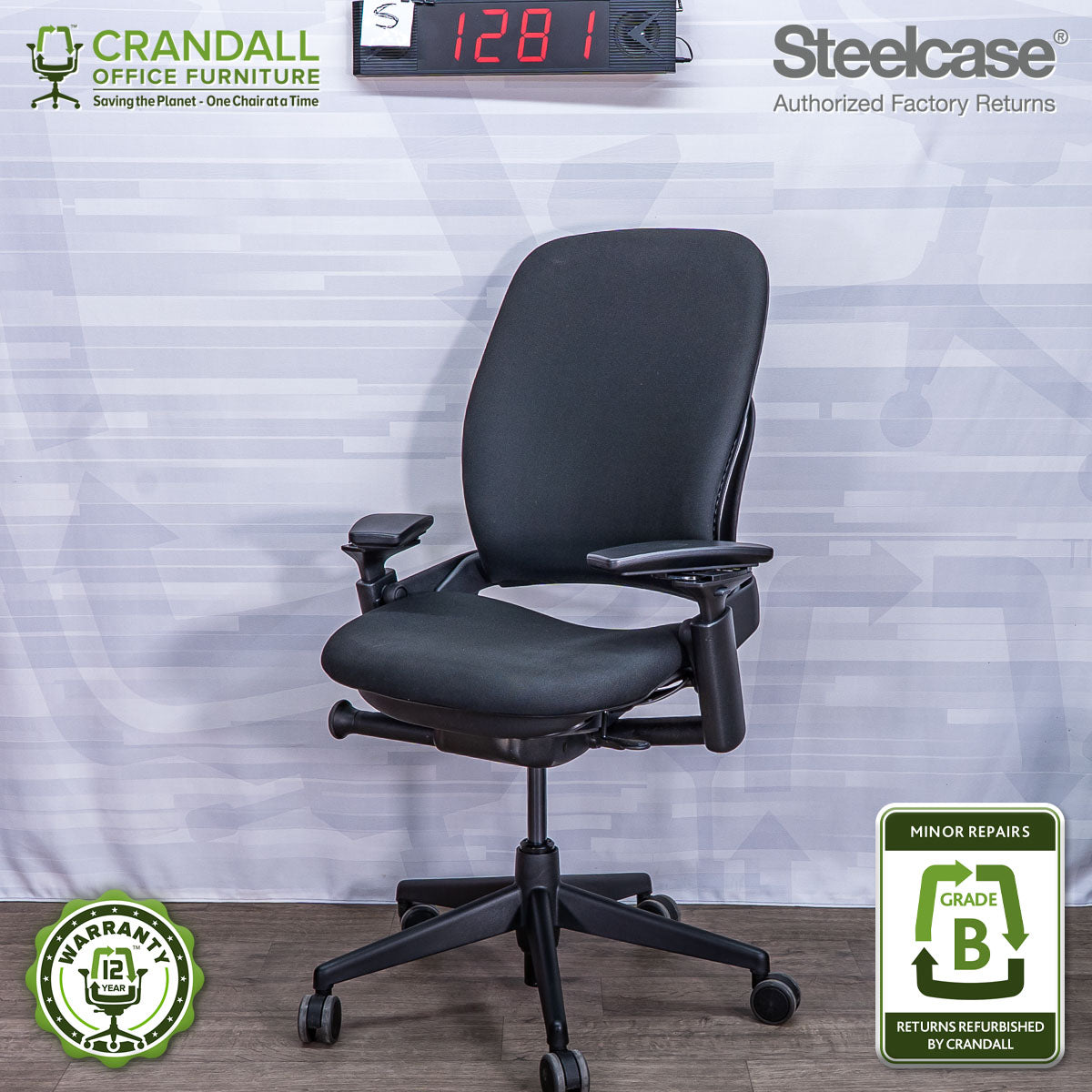 S-1281 - Steelcase V2 Leap - Grade B – Crandall Office Furniture