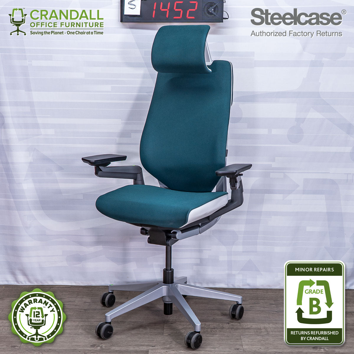 S-1452 - Steelcase Gesture with Headrest- Grade B