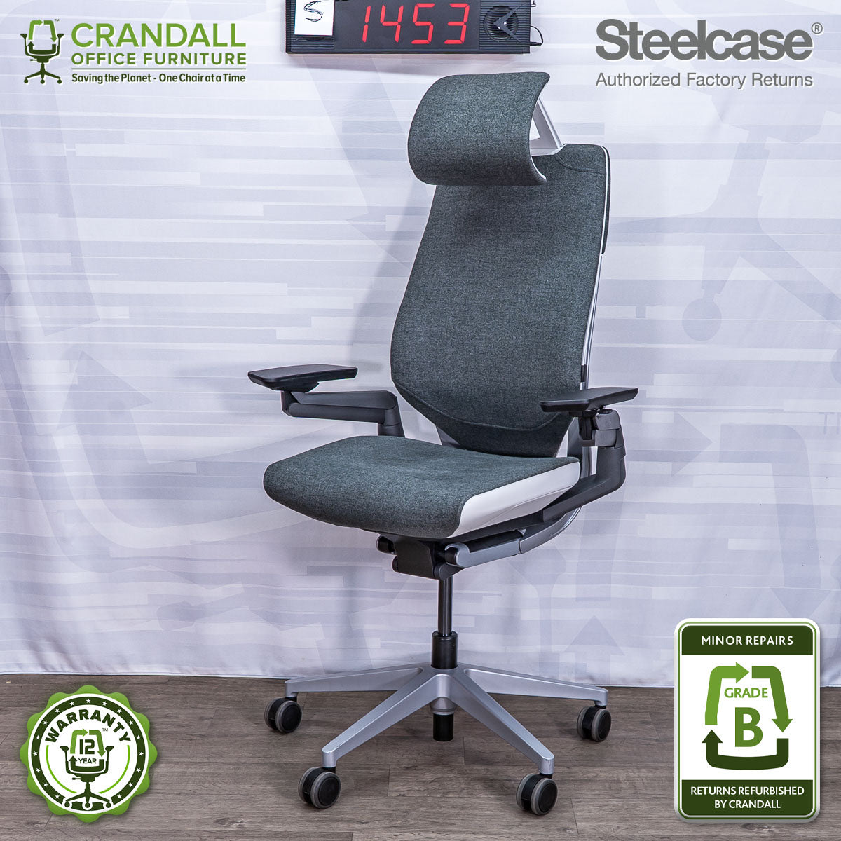 S-1453 - Steelcase Gesture with Headrest- Grade B