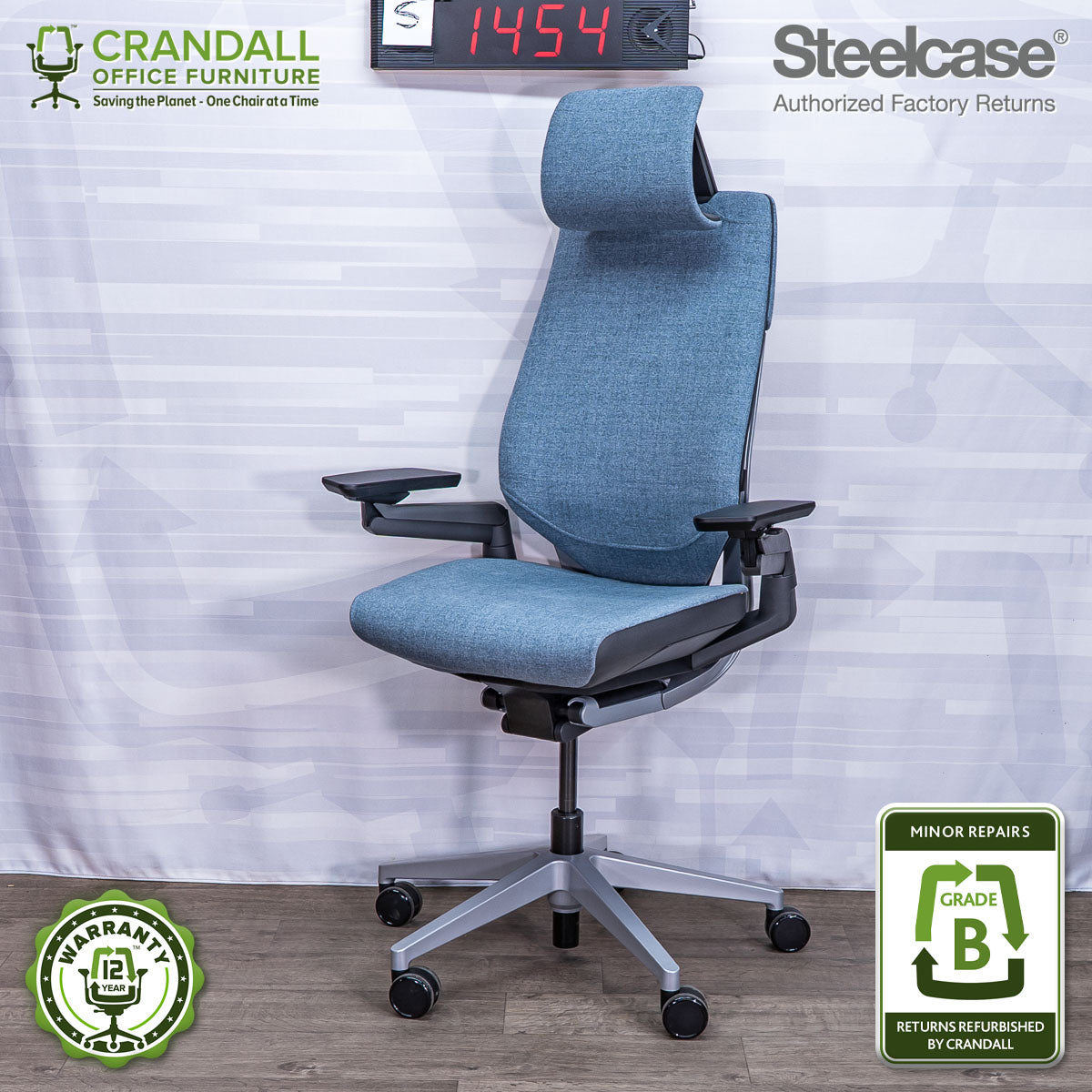 S-1454 - Steelcase Gesture with Headrest- Grade B